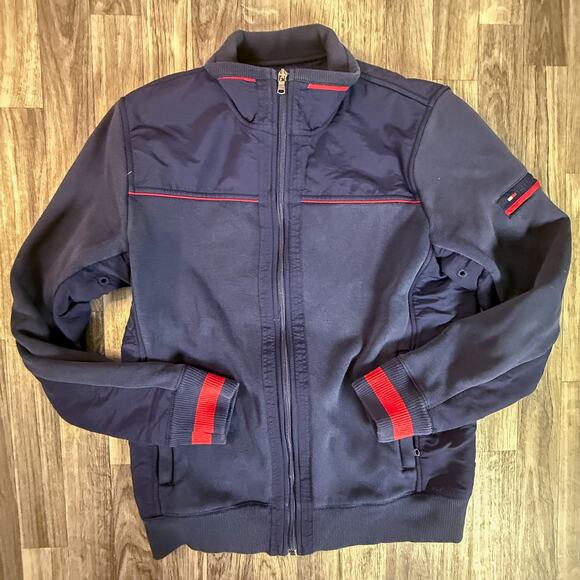 Tommy Hilfiger Navy Blue Full Zip Sweatshirt Jacket Men Medium Preowned - Picture 1 of 5